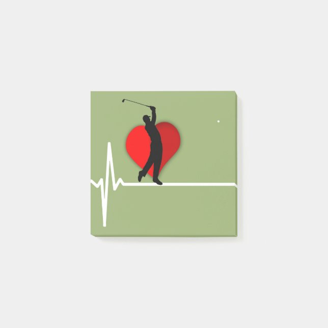 Doctor golfing ekg line heart medical themed golf post-it notes (Front)