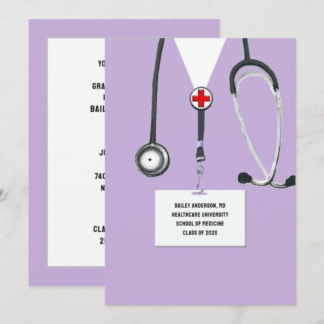 Doctor Graduation Party Invitation (Front/Back)