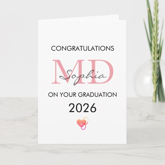 Doctor Graduation Personalized Name Class of 2026 Card (Front)