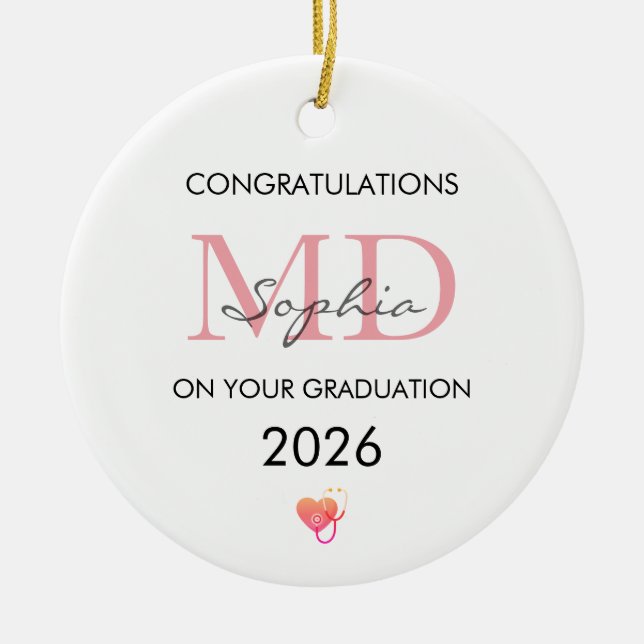 Doctor Graduation Personalized Name Class of 2026 Ceramic Ornament (Front)