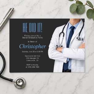 Doctor Graduation Photo Party Invite