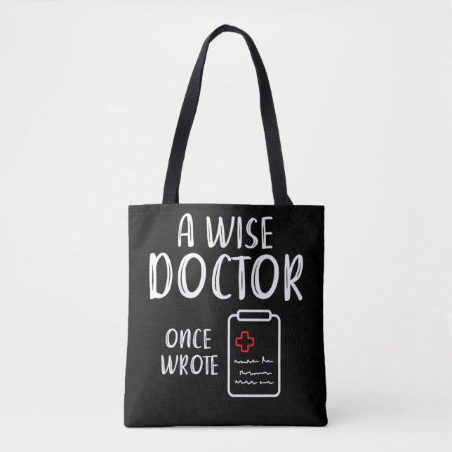 Doctor Handwriting Humour Funny Nurse Life Tote Bag (Front)