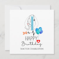 Doctor Happy Birthday White Coat Personalized Flat