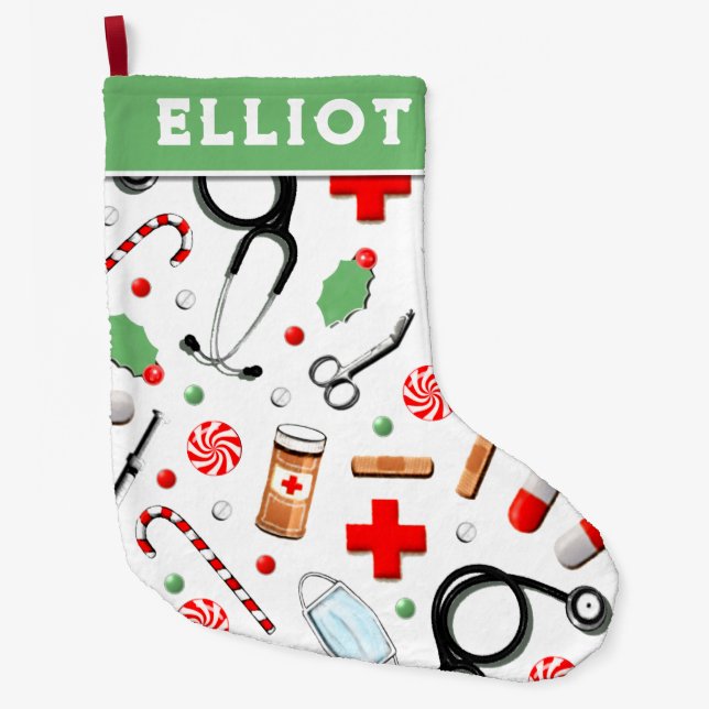 Doctor Holiday Gift Large Christmas Stoc Stocking (Front)
