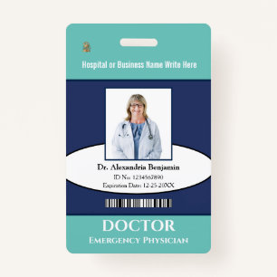 Doctor ID Identification Card Custom Name Photo Badge