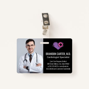 Doctor in Lab Coat   Cardiology Logo Badge