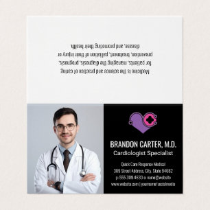 Doctor in Lab Coat   Cardiology Logo Business Card