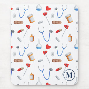 Doctor Instrumental Pattern Monogram Typography Mouse Pad