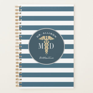 Doctor Medical Caduceus Dusty Blue Personalized Planner