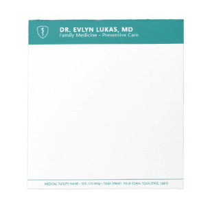 Doctor Medical Caduceus Minimalist Teal Office Notepad