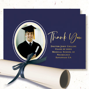 Doctor Medical Graduation Elegant Navy Thank You