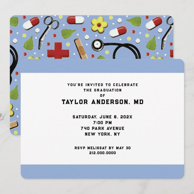 Doctor Medical School Graduation Invitation (Front/Back)