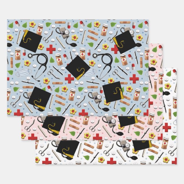 Doctor Medical School Graduation Wrapping Paper Sheet (Set)