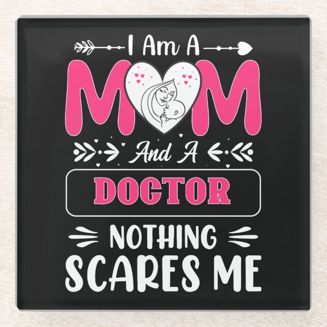 Doctor Mom, Funny Doctor Mom Glass Coaster (Front)
