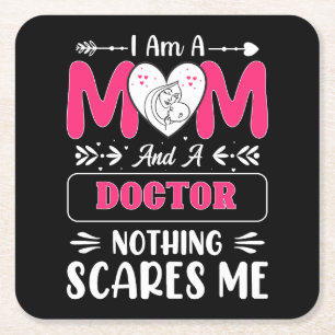 Doctor Mom, Funny Doctor Mom Square Paper Coaster