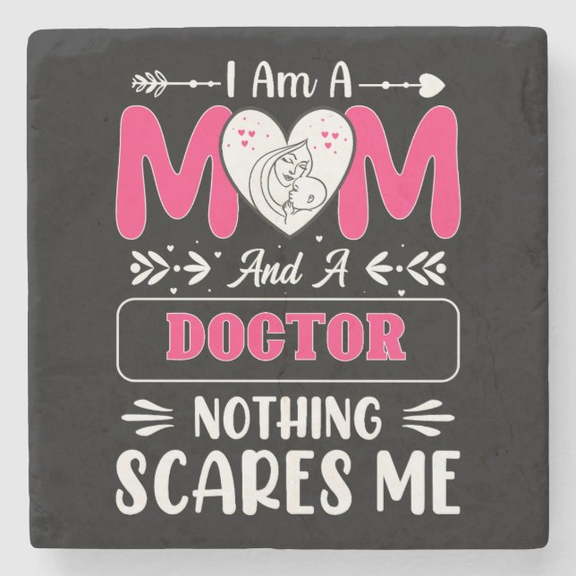 Doctor Mom, Funny Doctor Mom Stone Coaster (Front)