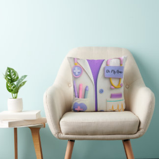 Doctor Mug Medical Themed Gift for Healthcare Prof Throw Pillow