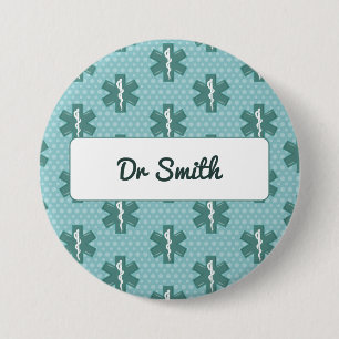 Doctor name custom physician symbol medical gift 3 inch round button