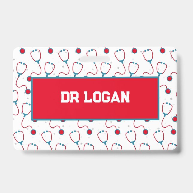 Doctor name custom stethoscope medical gift badge (Front)
