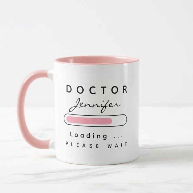 DOCTOR [Name] Loading Pink & White Mug (Left)