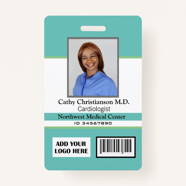 Doctor Name Photo Logo Badge Scanner Code (Front)