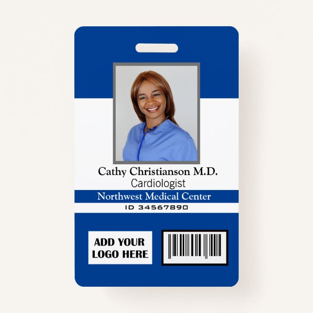Doctor Name Photo Logo Badge Scanner Code (Front)