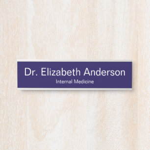 Doctor Name Specialty Blue & White Medical Office Door Sign
