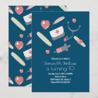 Doctor Nurse Birthday Party Medical Pattern Pink