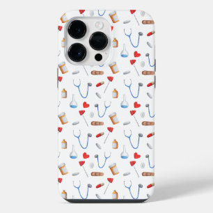 Doctor Nurse Hospital Instruments Pattern iPhone 14 Pro Max Case