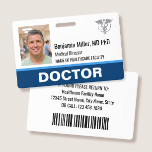 Doctor Nurse ID Badge Photo Logo Modern Blue
