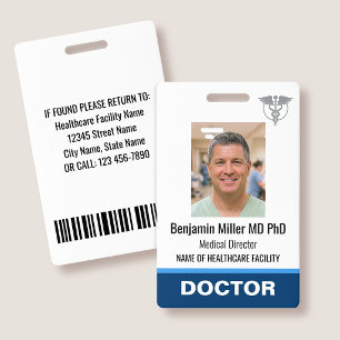 Doctor Nurse ID Badge Photo Logo Physician Blue