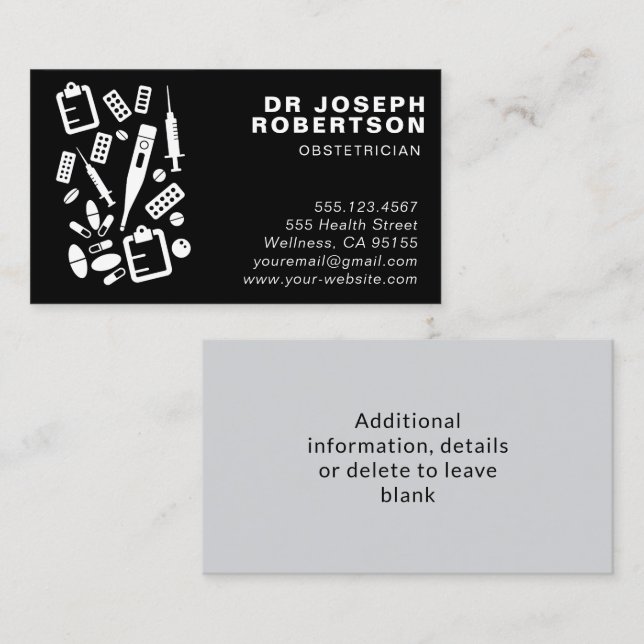 Doctor, Nurse, Phamacist Business Card (Front/Back)