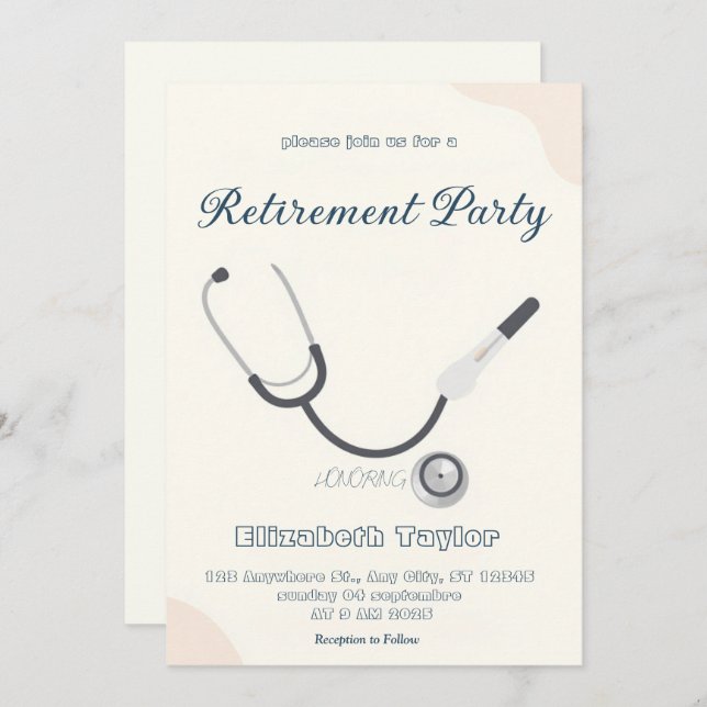 Doctor nurse retirement invitation (Front/Back)
