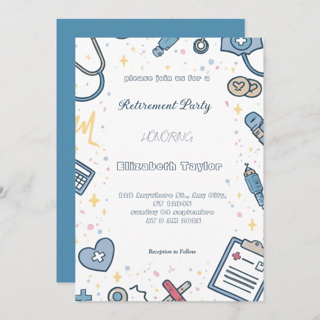 Doctor nurse  retirement invitation    (Front/Back)