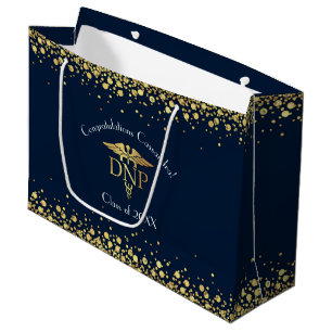Doctor Nursing Practice Graduation Navy Blue Gold Large Gift Bag