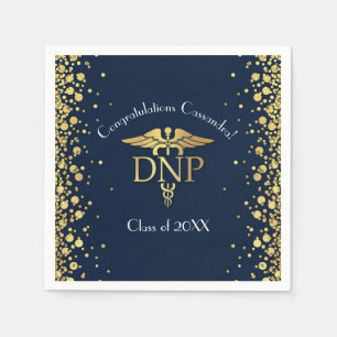 Doctor Nursing Practice Graduation Navy Blue Gold Napkin