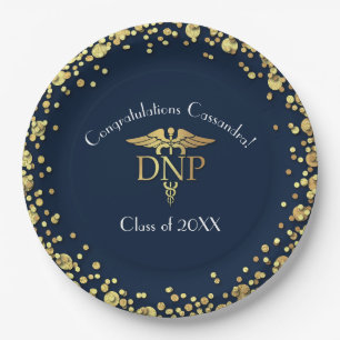 Doctor Nursing Practice Graduation Navy Blue Gold Paper Plate