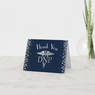 Doctor Nursing Practice Graduation NavyBlue Silver Thank You Card