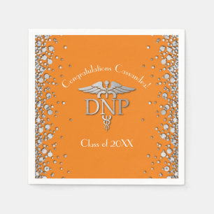 Doctor Nursing Practice Graduation Orange Silver Napkin