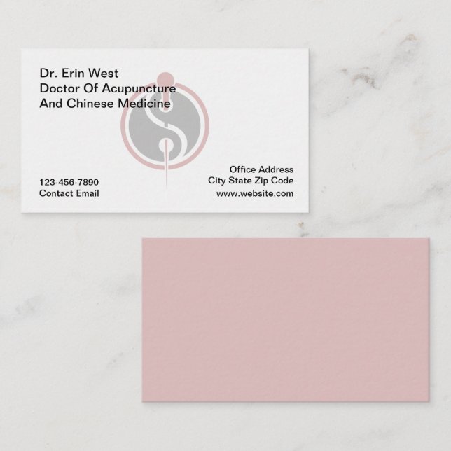 Doctor Of Acupuncture Business Cards Ying Yang (Front/Back)