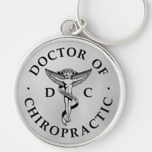 Doctor of Chiropractic Logo on Silver Background Keychain