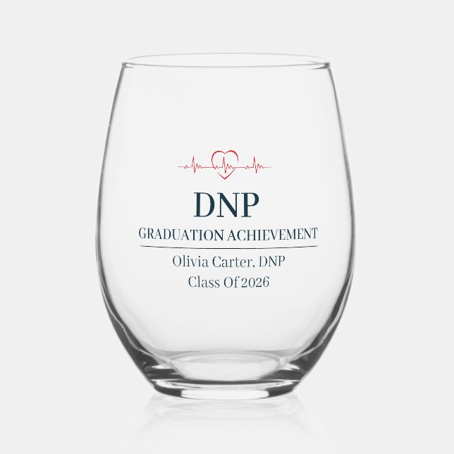 Doctor of Nursing Practice Custom Name Since Year Stemless Wine Glass (Back)