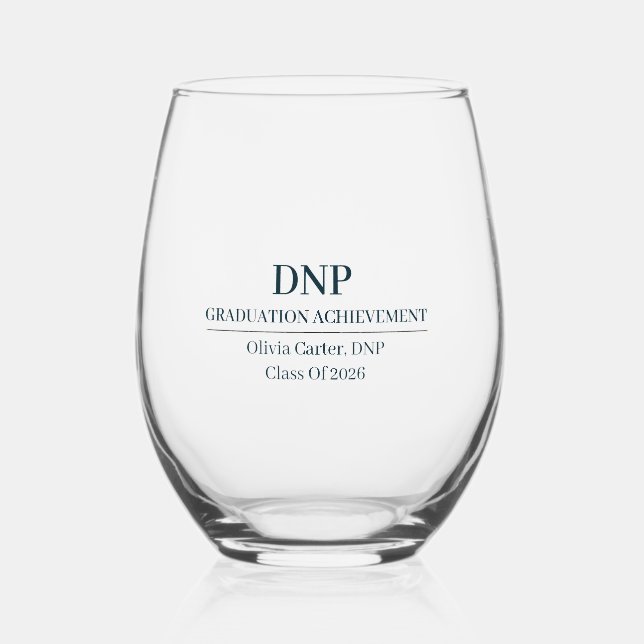 Doctor of Nursing Practice Custom Name Since Year Stemless Wine Glass (Back)