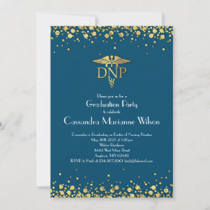 Doctor of Nursing Practice Graduation Blue Gold Invitation