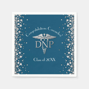 Doctor of Nursing Practice Graduation Blue Silver Napkin