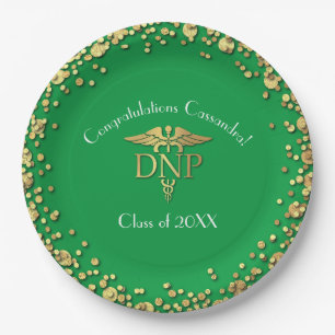 Doctor of Nursing Practice Graduation Green Gold Paper Plate