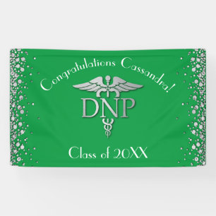 Doctor of Nursing Practice Graduation Green Silver Banner