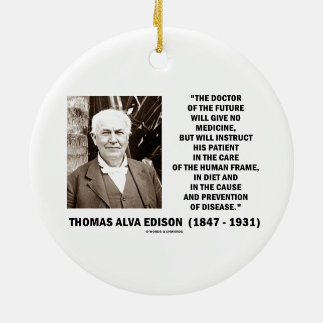Doctor Of The Future Give No Medicine Prevention Ceramic Ornament (Back)