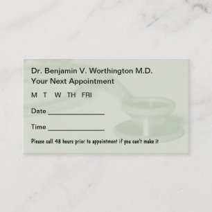 Doctor Office Patient Appointment Cards