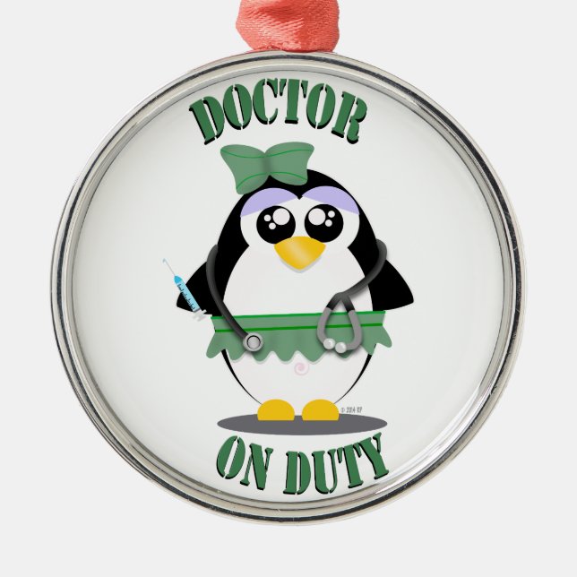 Doctor on Duty Penguin (female) Metal Ornament (Front)